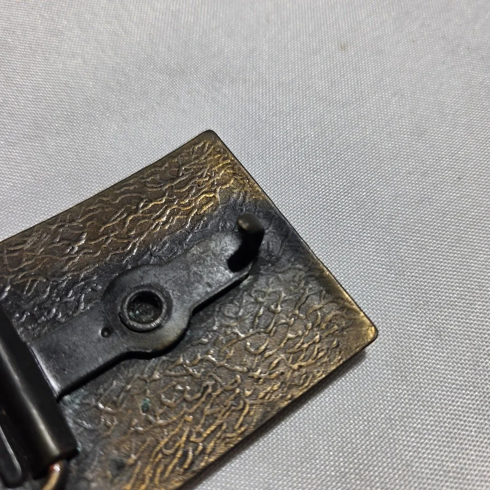 Vintage Lee Jeans Belt Buckle Brass‎ Tone Raised Logo Rectangle Western Workwear